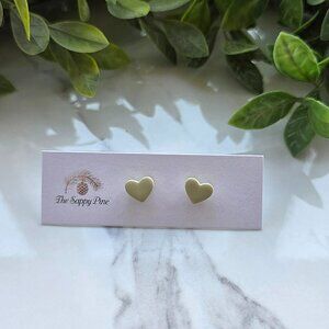 NEW St. Patrick's Day Light Lime Green Heart Polymer Clay Mini Stud Earrings
